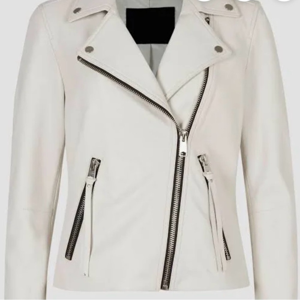 Allsaints Dalby Cream Leather Jacket
